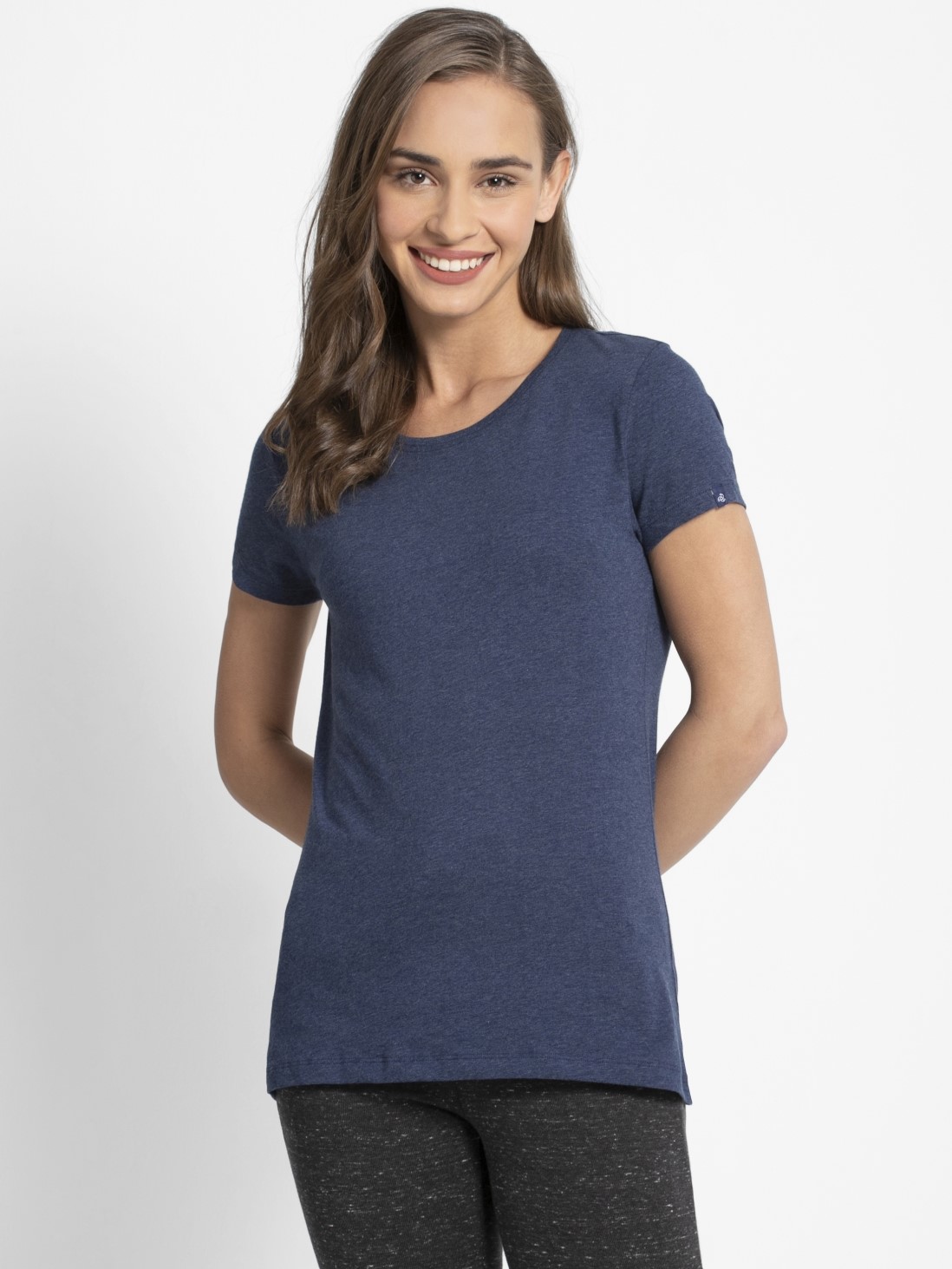 

Jockey Women Medieval Blue Melange Round Neck T-Shirt -  - 1515