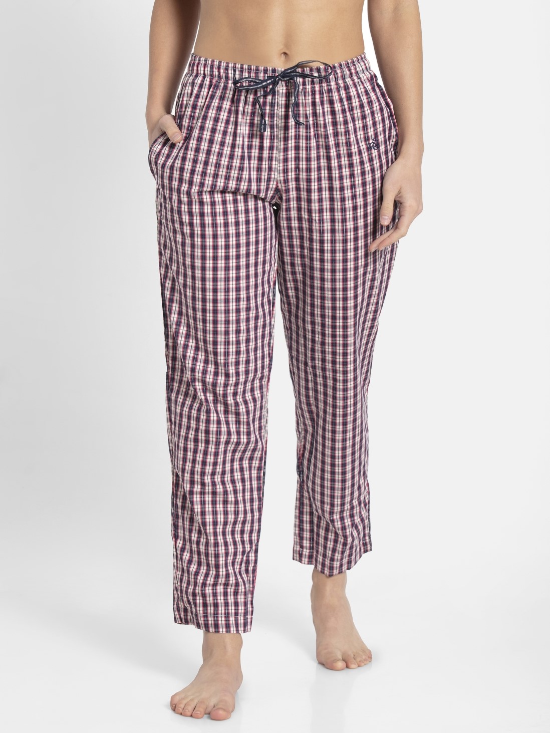 

Jockey Women Navy & Pink Checks Long Pant -  - RX06, Blue