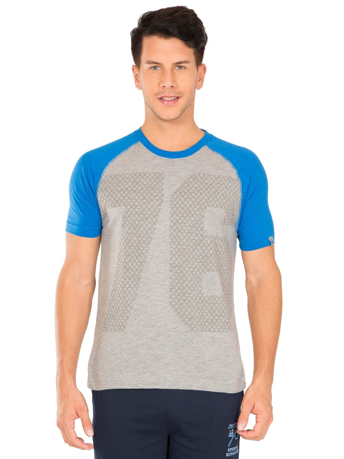 

Jockey Men Grey Melange & Neon Blue T-Shirt -  - 2728