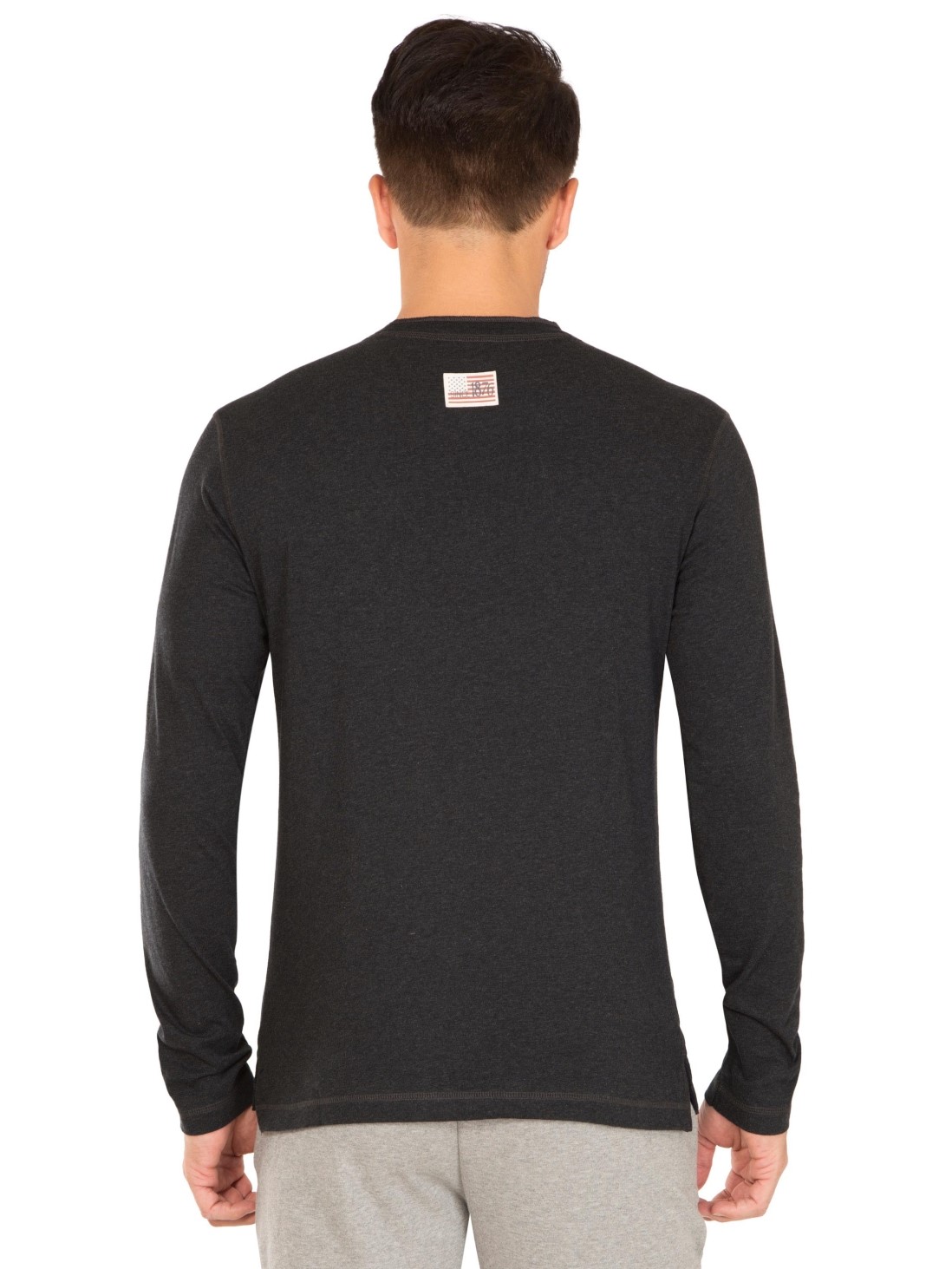 Download Jockey Men Apparel Tops | Black Melange Long Sleeve Henley ...