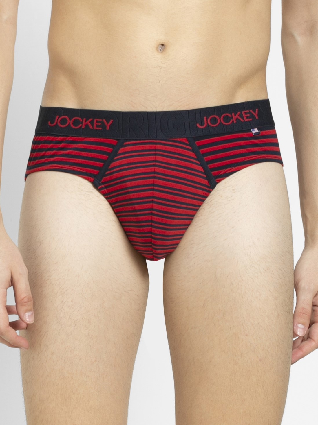 

Jockey Men Red & Navy stripes Yarn dyed Brief -  - US67