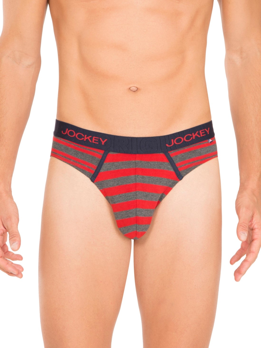 

Jockey Men Grey & Red stripes Yarn dyed Brief -  - US67