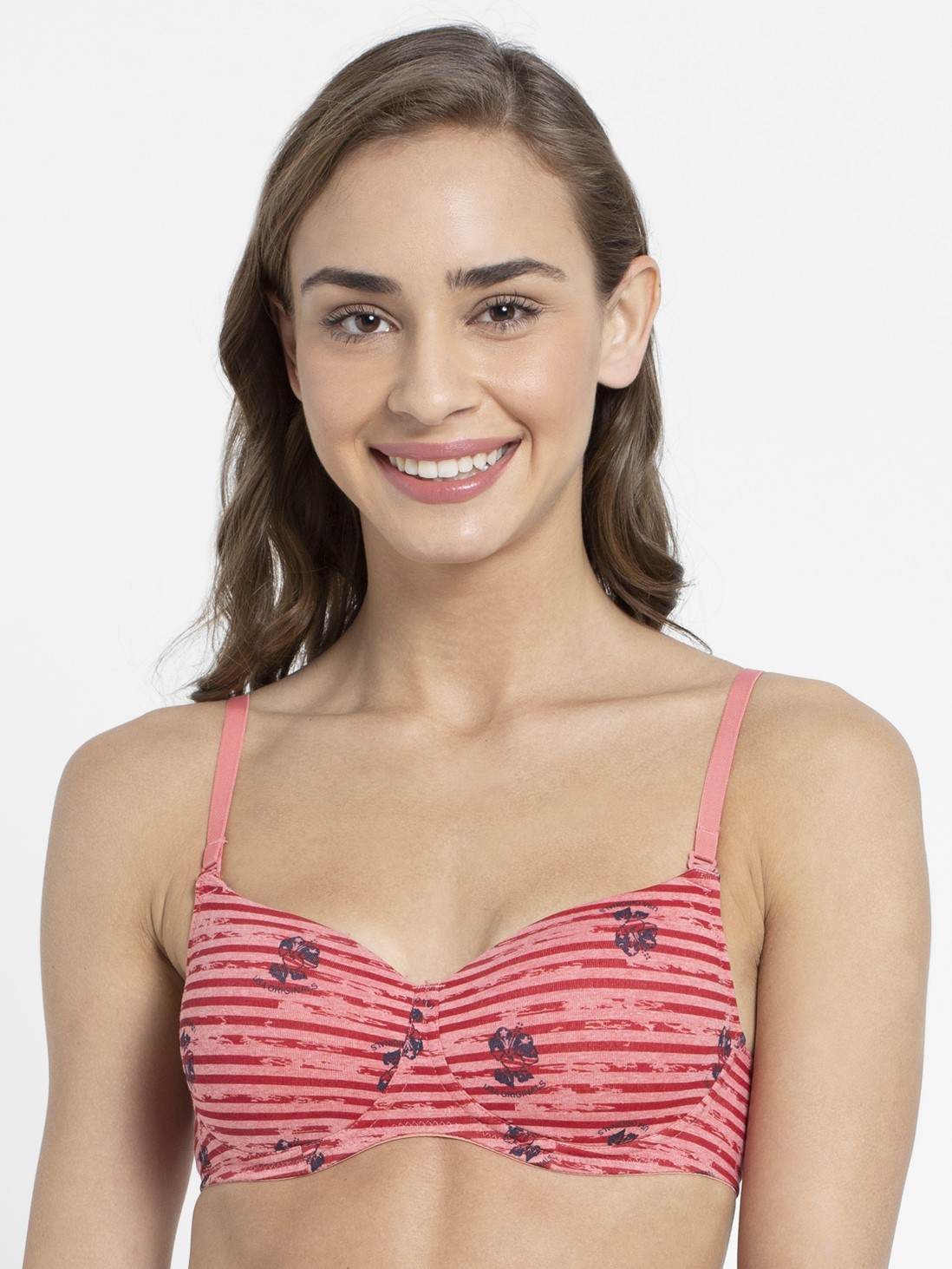 

Jockey Women Red Melange Print154 Padded Wire free Bra -  - UL51