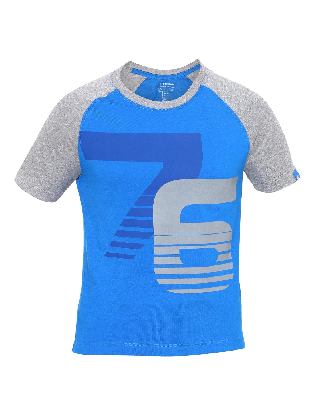 

Jockey Boys Neon Blue & Grey Melange Print26 Boys Raglan Printed T-Shirt -  - AB02