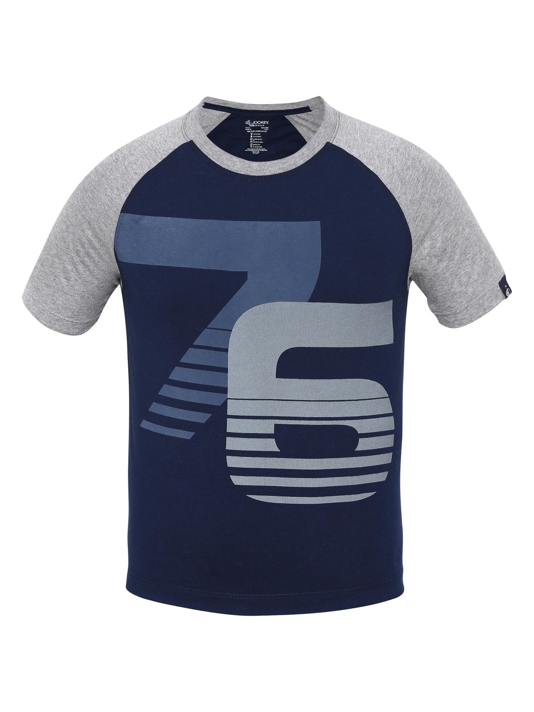 

Jockey Boys Navy & Grey Melange Print26 Boys Raglan Printed T-Shirt -  - AB02, Blue