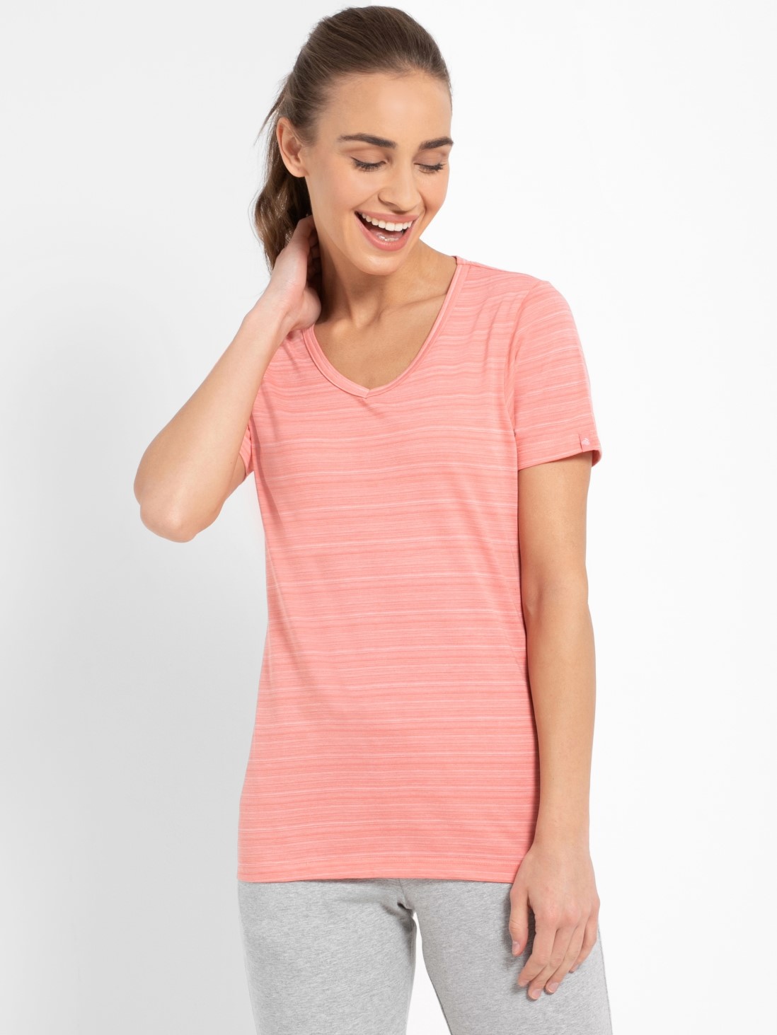 

Jockey Women Peach Blossom V-Neck T-Shirt -  - AW10, Pink