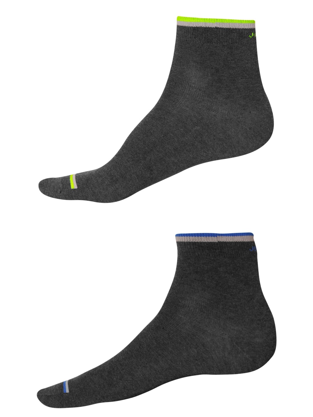 

Jockey Men Charcoal FL Yellow & Royal Blue Men Ankle Socks Pack of 2 -  - 7051, Grey