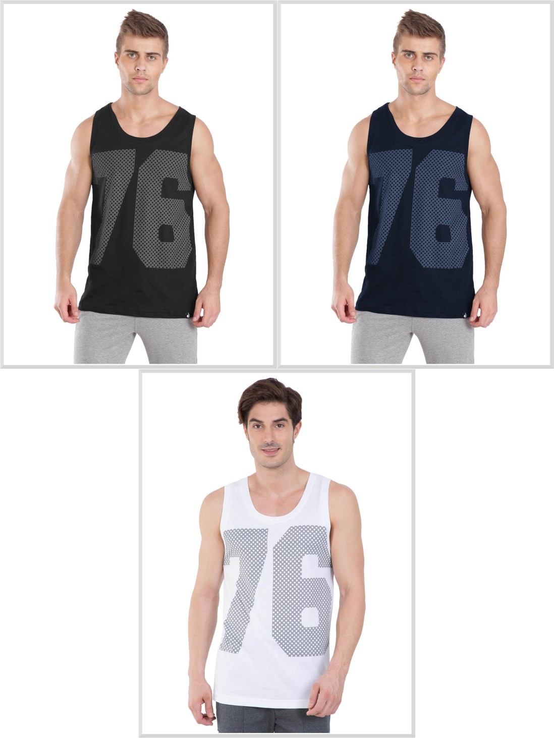 

Jockey Men Jockey Tank Top Multi Color Combo - Pack of 3 -  - 9928, Multi colour