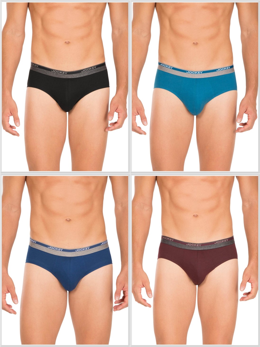 

Jockey Men Jockey Multi Color Square Cut Brief Combo - Pack of 4 -  - 8037, Multi colour