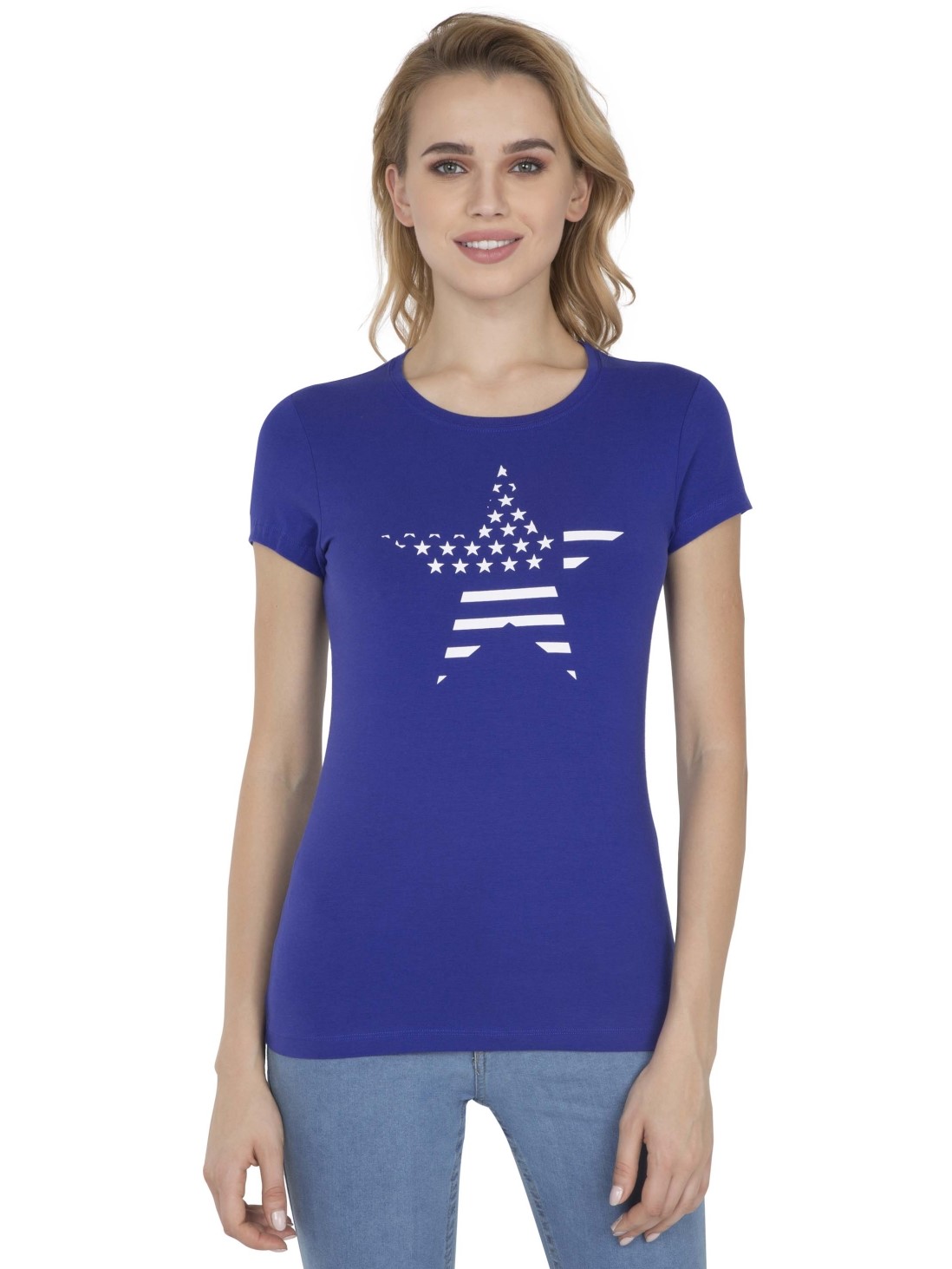 

Jockey Women Indigo Crush Print005 Crew Neck Graphic T-shirt -  - UL02, Blue