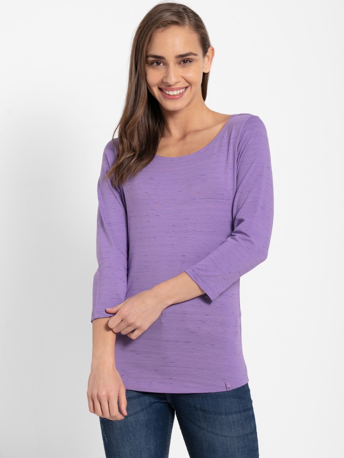 

Jockey Women Paisley Purple Three Quarter Sleeve T-Shirt -  - IW01