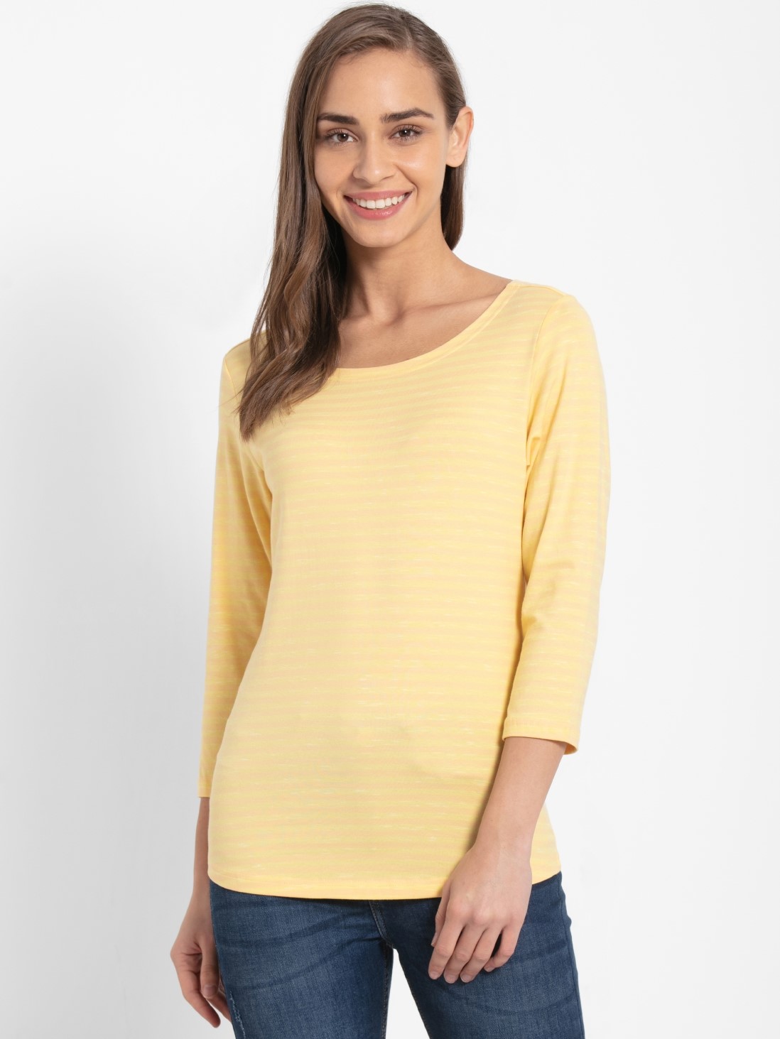 

Jockey Women Banana Cream Three Quarter Sleeve T-Shirt -  - IW01, Yellow