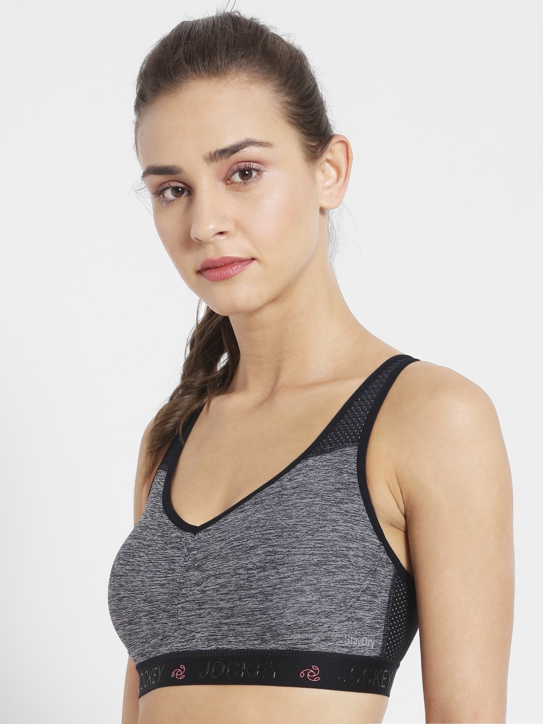 Black Melange Medium Impact Active Bra 