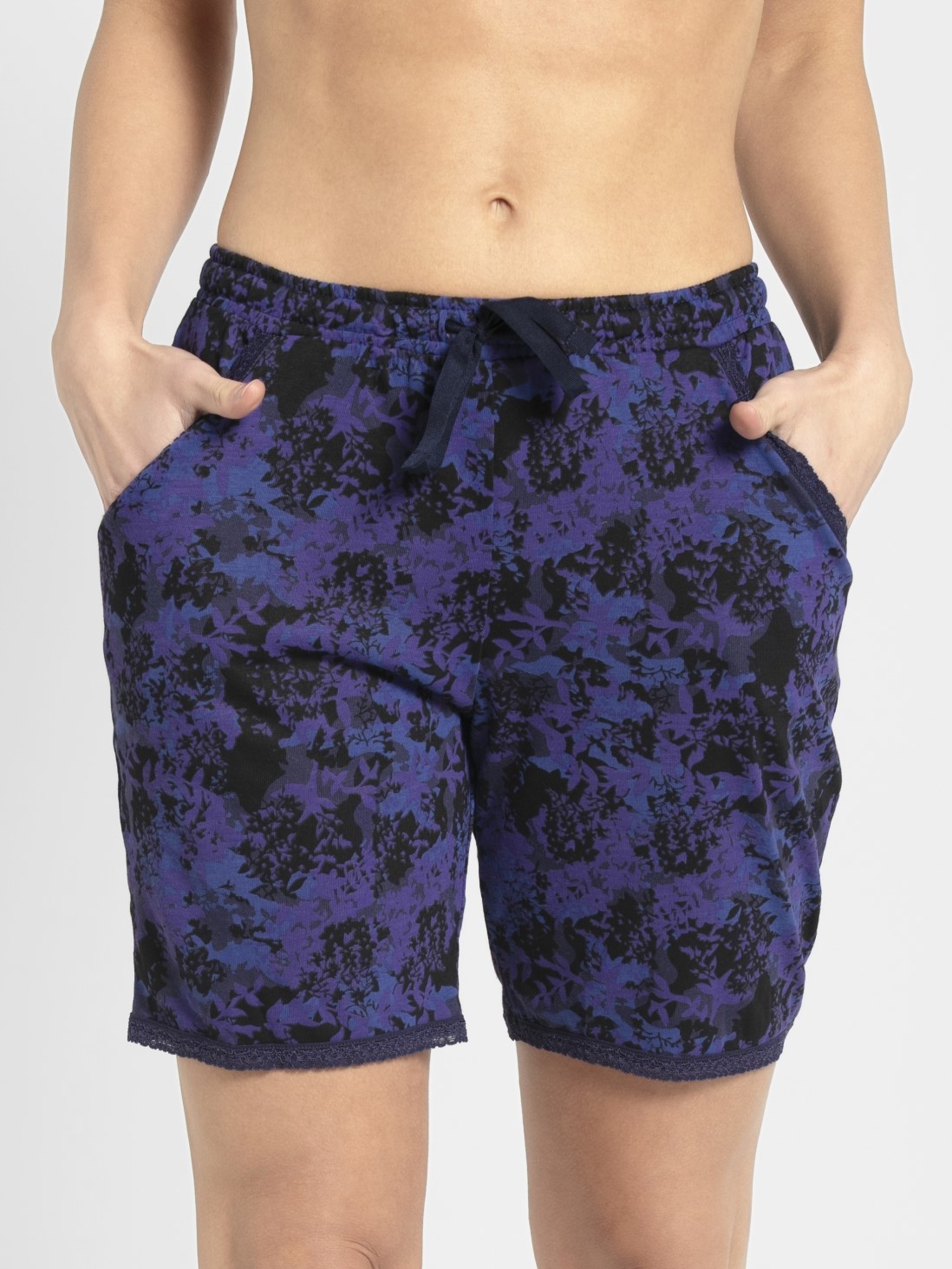 

Jockey Women Classic Navy Assorted Prints Knit Sleep Shorts -  - RX10, Blue