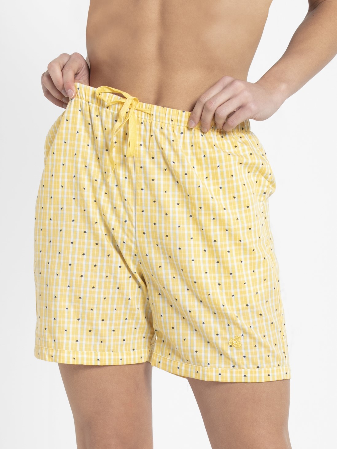 

Jockey Women Banana Cream Assorted Checks Woven Knee Length Shorts -  - RX15