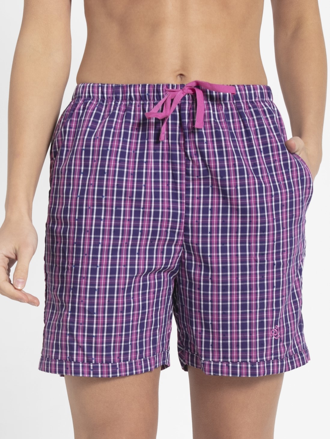 

Jockey Women Lavender Scent Assorted Checks Woven Knee Length Shorts -  - RX15, Purple