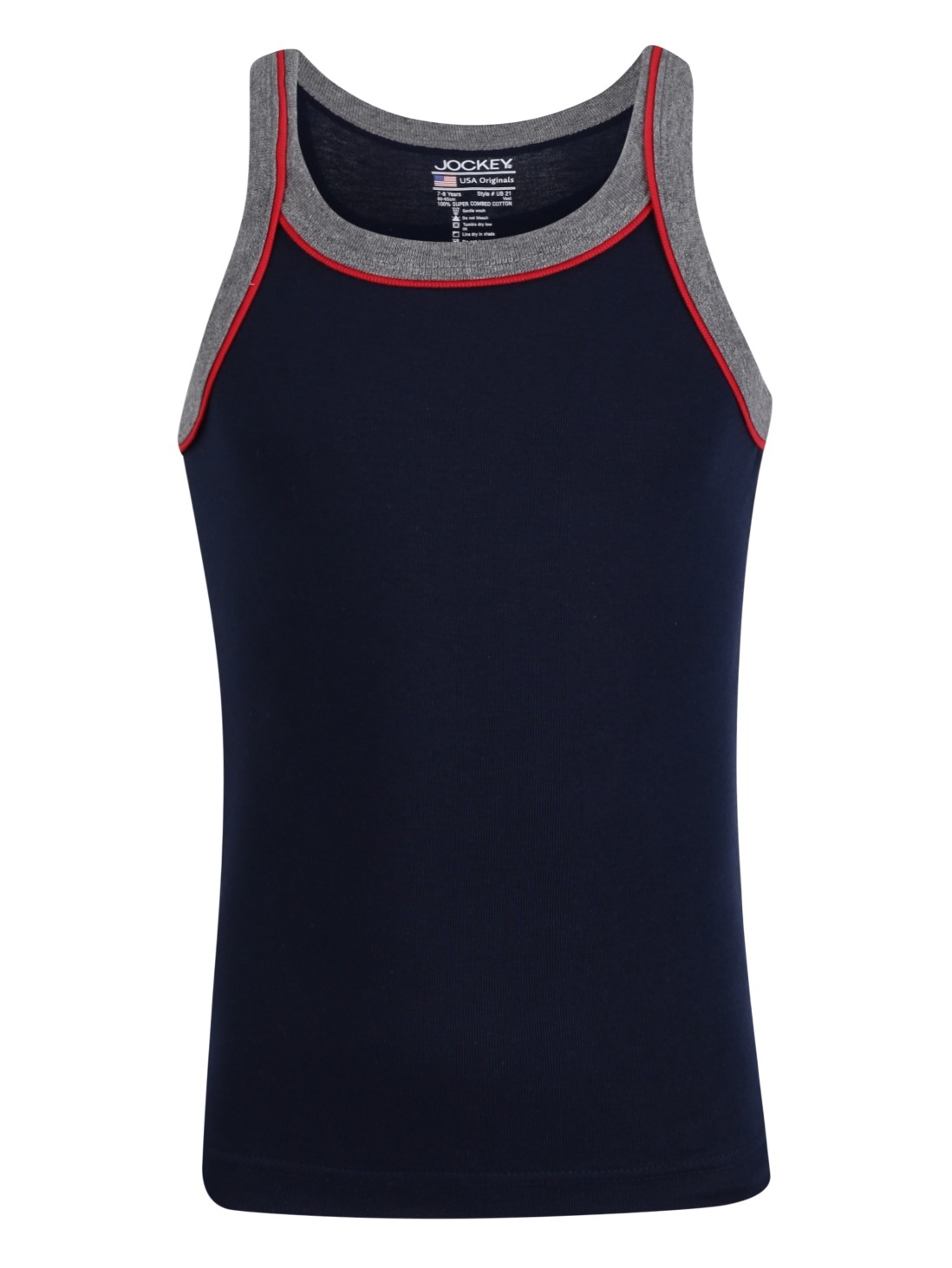 

Jockey Boys Navy and Mid Grey Melange Boys Vest -  - UB21, Blue