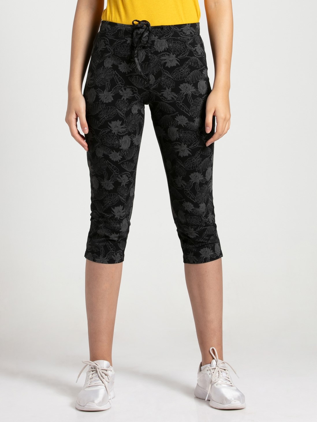 Jockey Women Apparel Bottoms | Black Printed Capri Pants