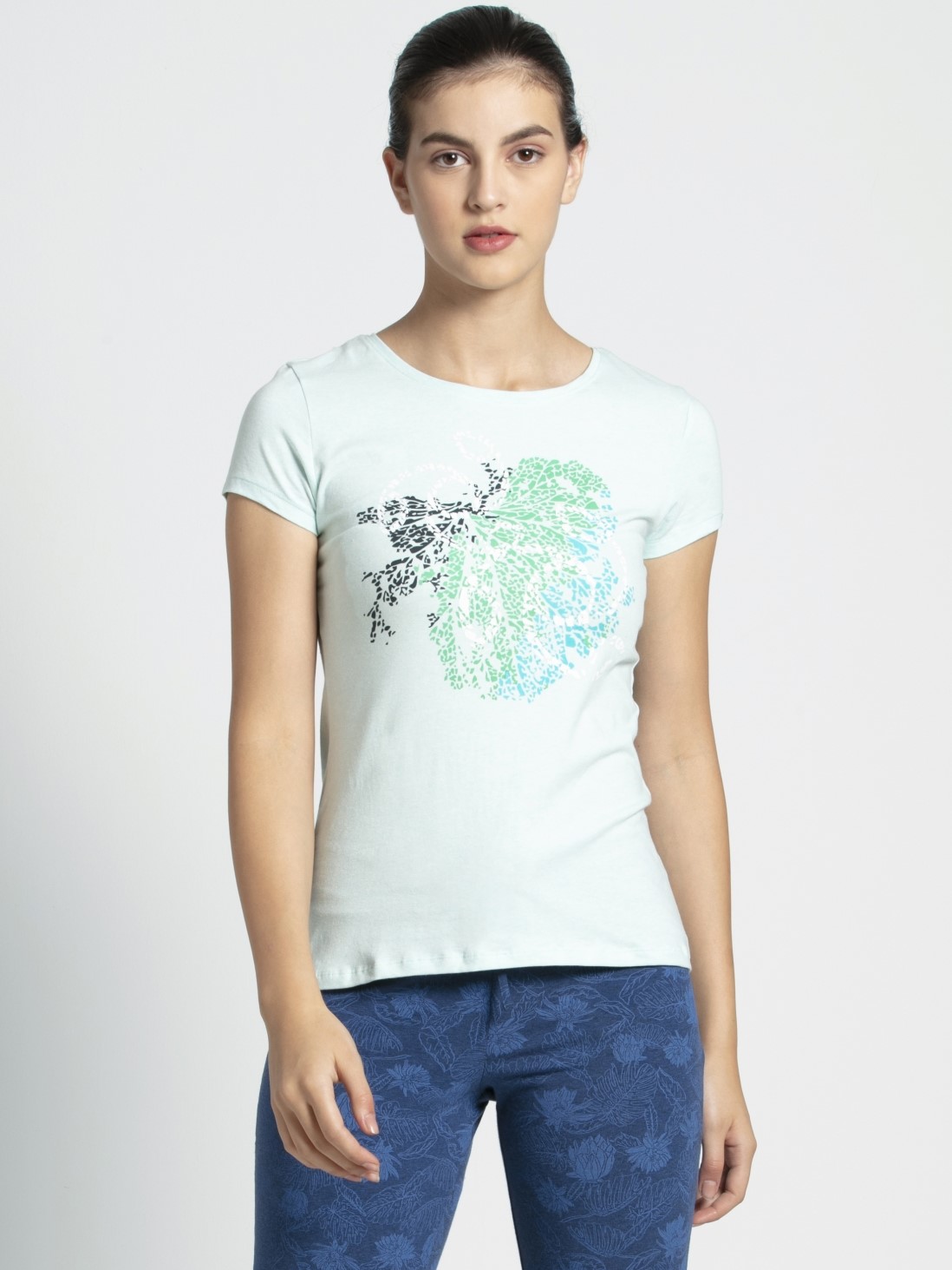 

Jockey Women Blue Tint Melange Print51 Graphic T-Shirt -  - 1361