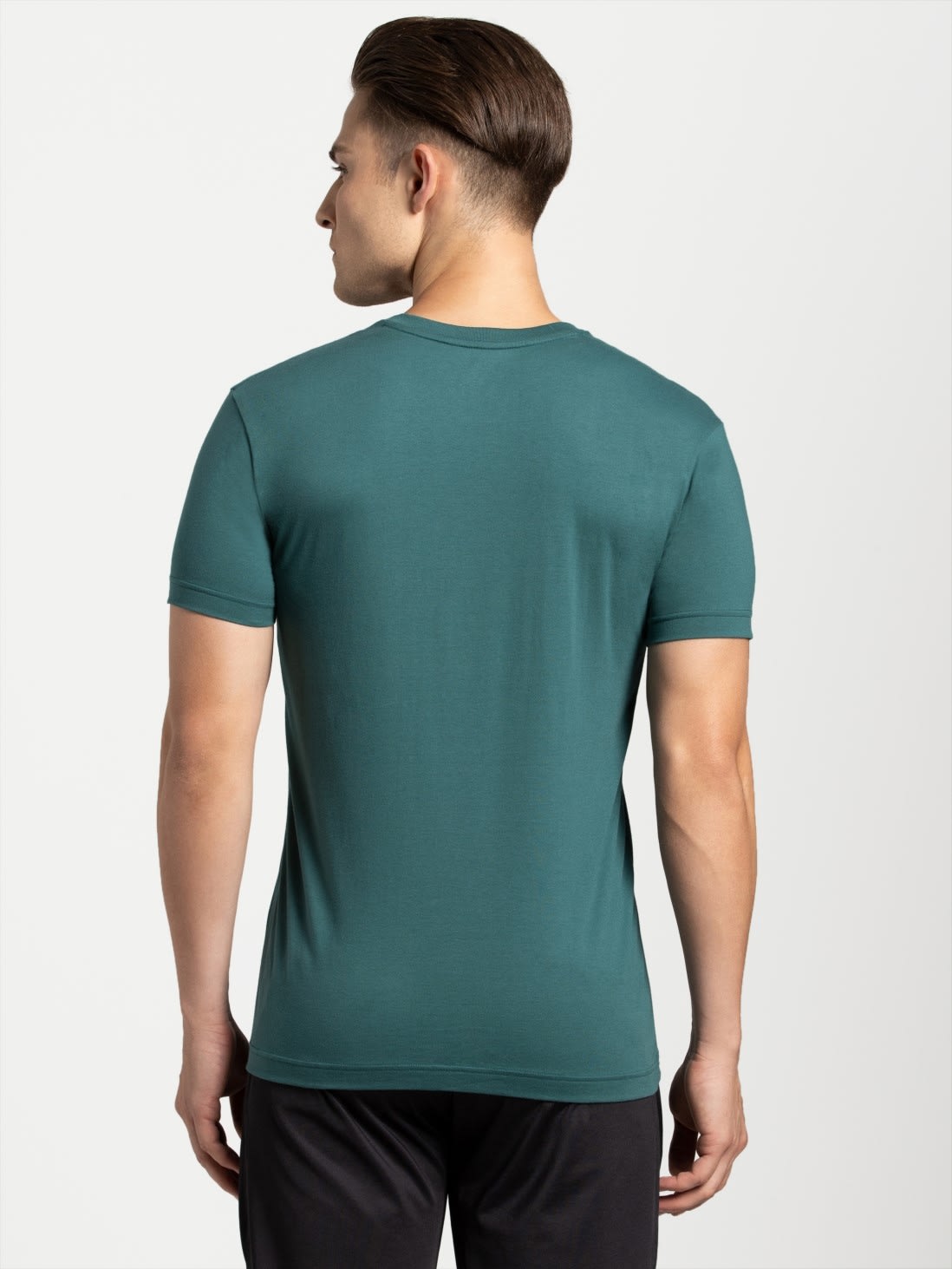Jockey Men Outerwear Tops | Pacific Green V-Neck T-shirt