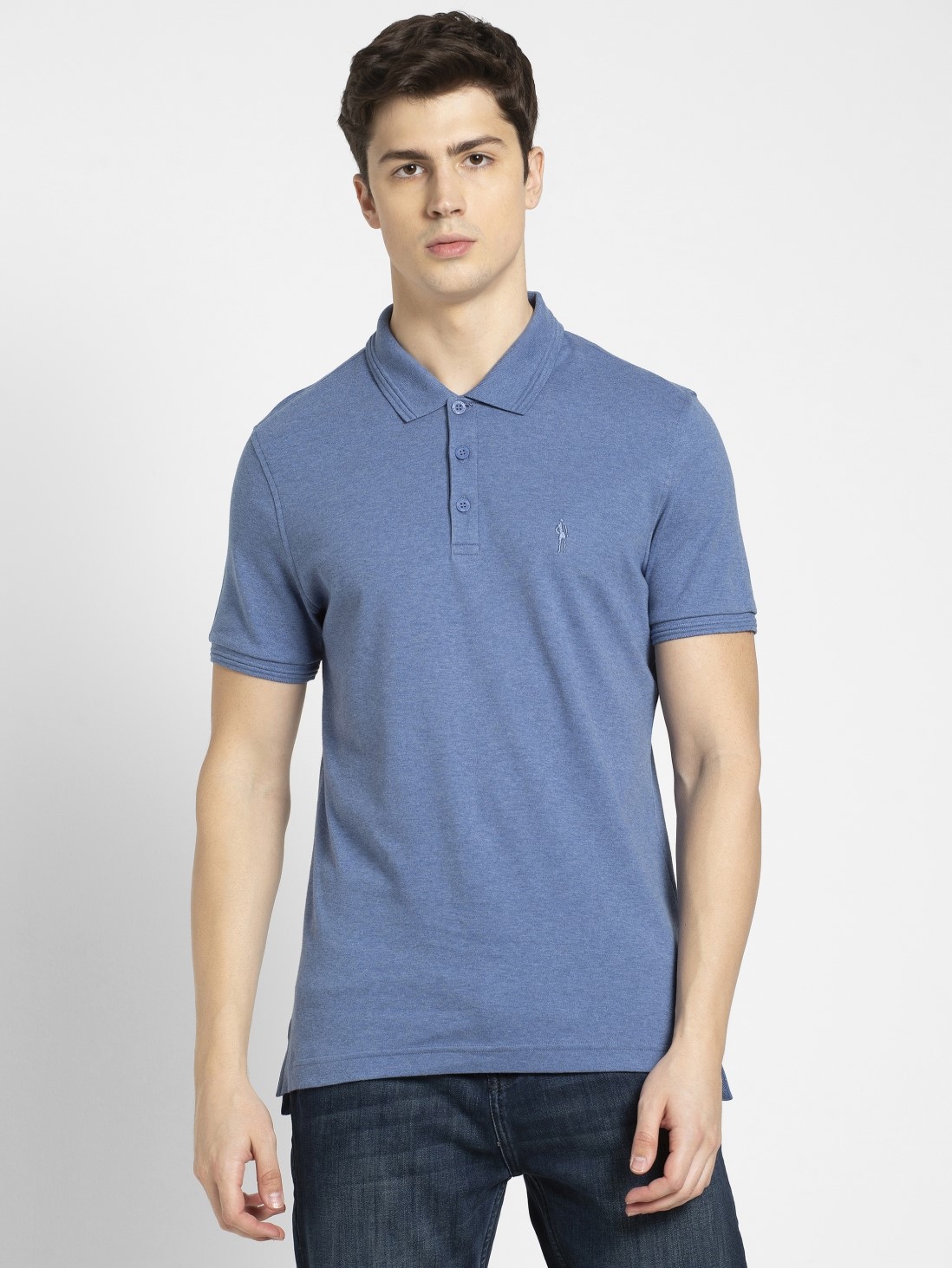 

Jockey Men Lt Denim Melange Polo T-Shirt -  - 3912, Blue